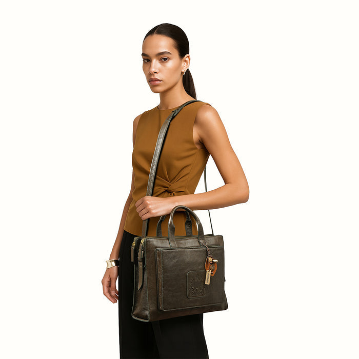 Mosaic 03 Green Leather Briefcase