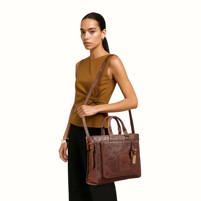 Mosaic 03 Tan Leather Briefcase