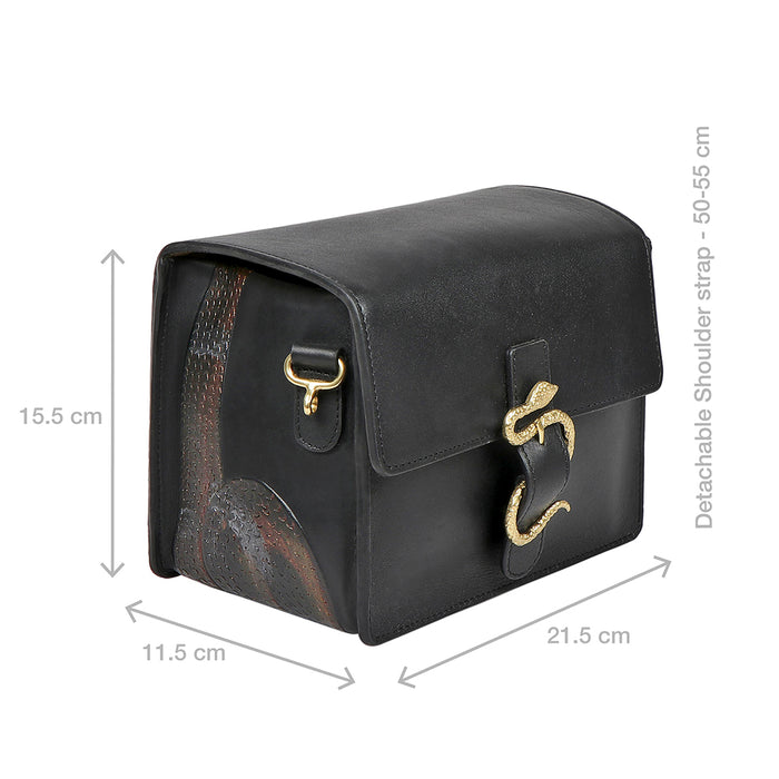Naia 01 Black Leather Sling Bag