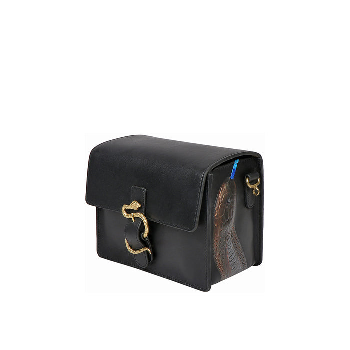 Naia 01 Black Leather Sling Bag