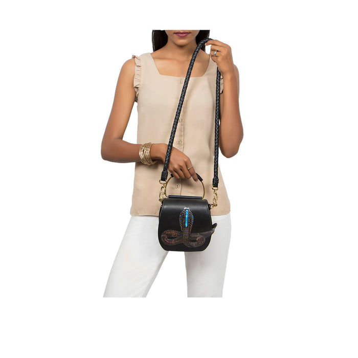 Naia 02 Black Leather Sling Bag