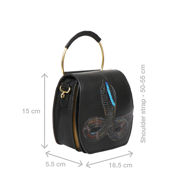 Naia 02 Black Leather Sling Bag
