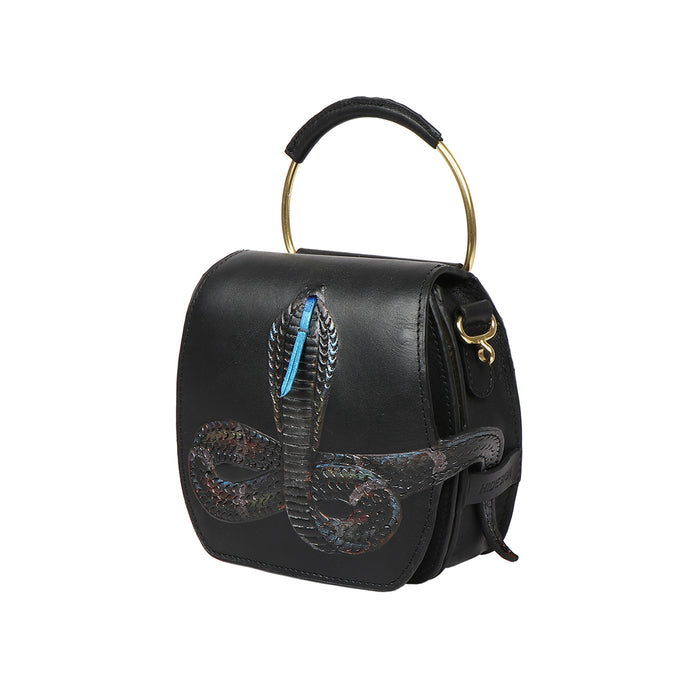 Naia 02 Black Leather Sling Bag