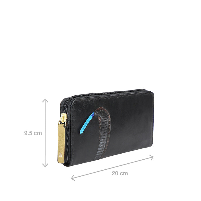 Naia W1 Black Leather Zip Around Wallet
