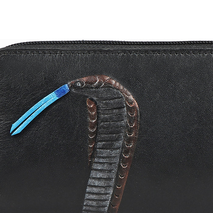 Naia W1 Black Leather Zip Around Wallet