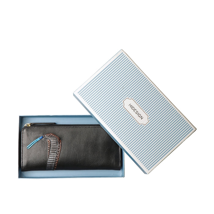 Naia W1 Black Leather Zip Around Wallet