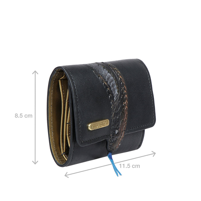 Naia W3 Black Leather Trifold Wallet