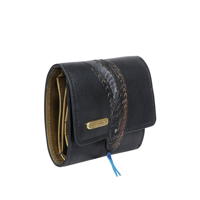 Naia W3 Black Leather Trifold Wallet