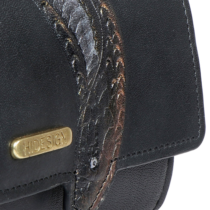 Naia W3 Black Leather Trifold Wallet