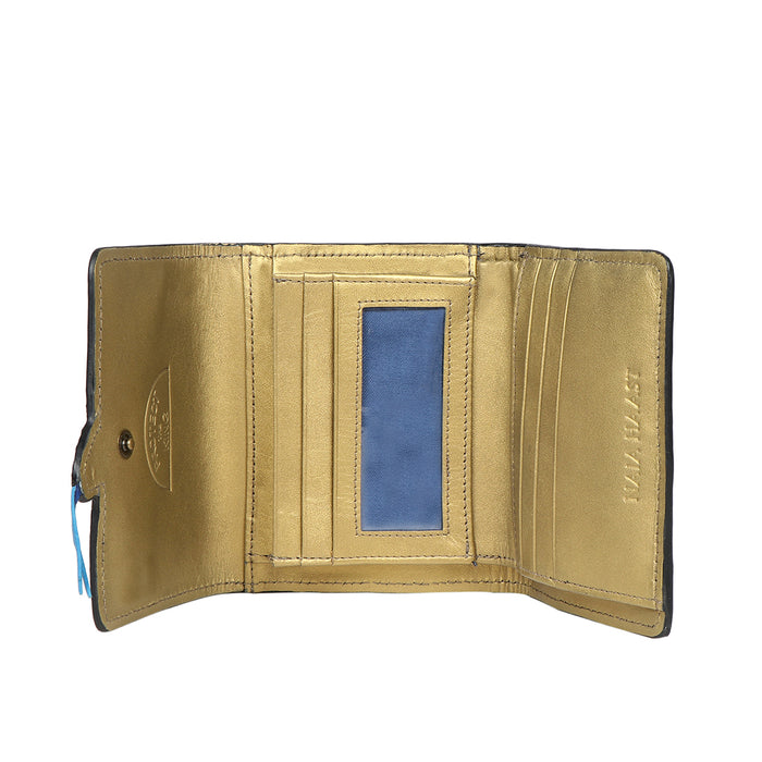 Naia W3 Black Leather Trifold Wallet