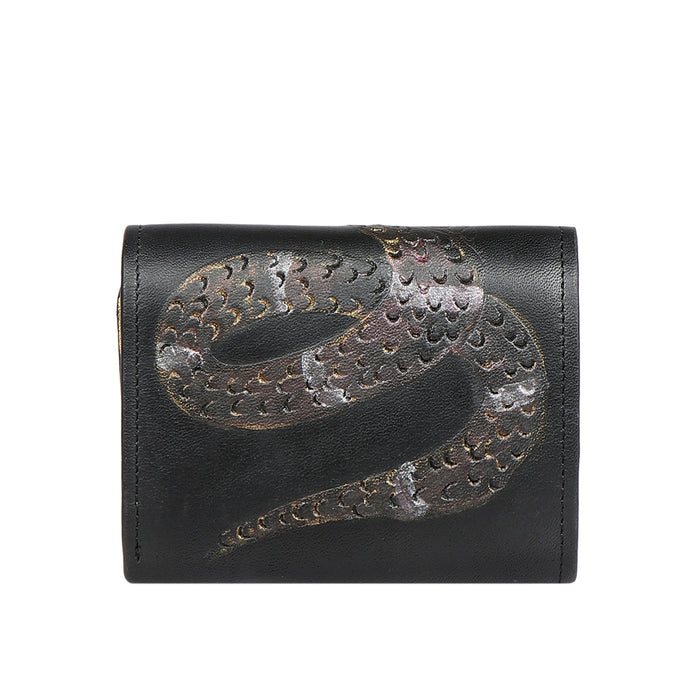 Naia W3 Black Leather Trifold Wallet