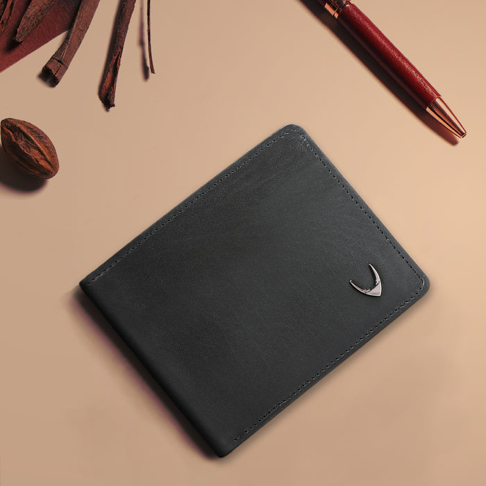 Namibia Sb Black Leather Bi-Fold Wallet
