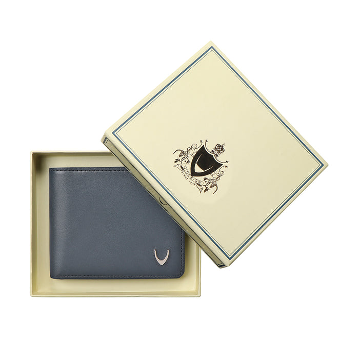 Namibia Sb Blue Leather Bi-Fold Wallet