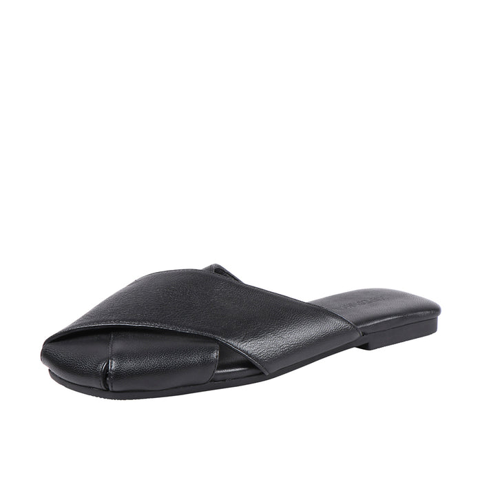 Nara Women's Black Leather Mules