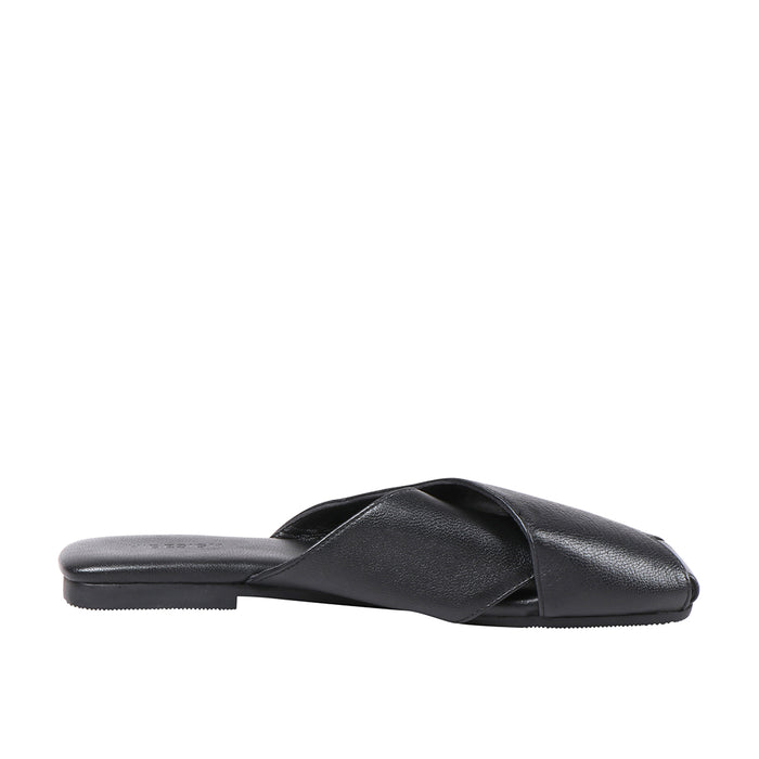 Nara Women's Black Leather Mules