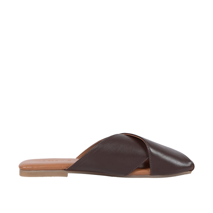 Nara Women's Brown Leather Mules