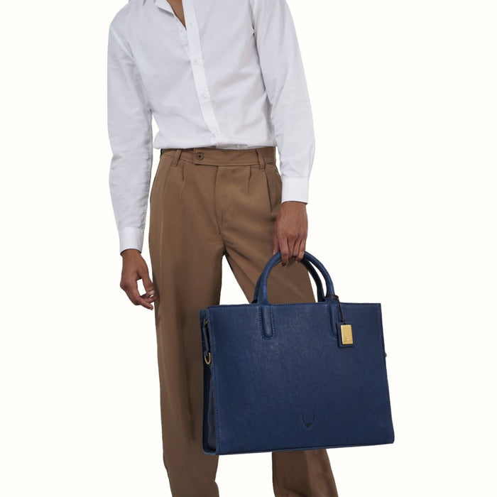 Navigli 03 Blue Leather  Laptop Bag