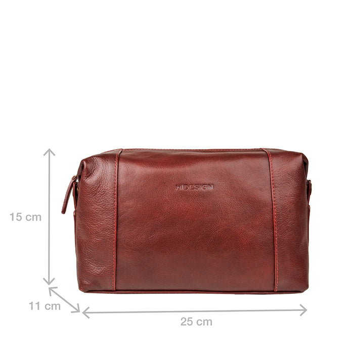 Nicholson 03 Red Leather Wash Bag