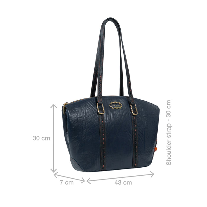 Normandie 01 Blue Leather Tote Bag