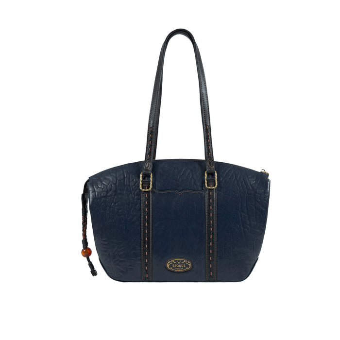 Normandie 01 Blue Leather Tote Bag