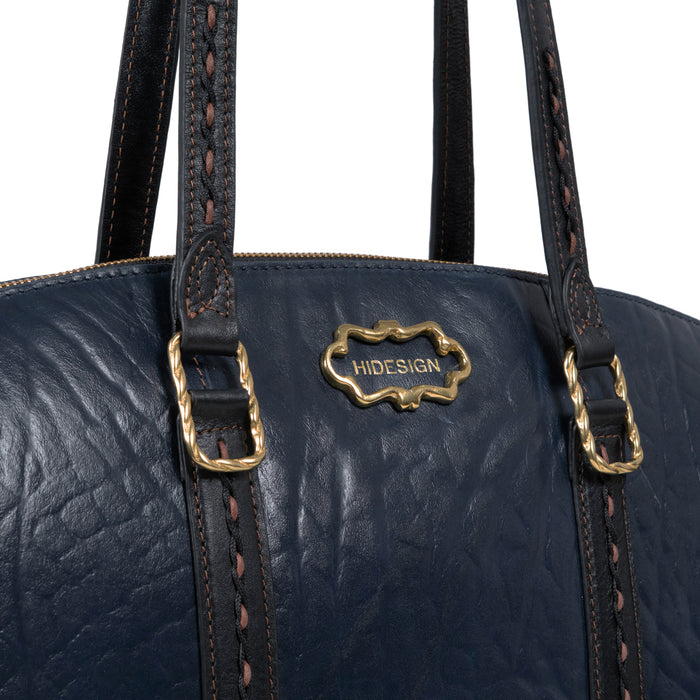 Normandie 01 Blue Leather Tote Bag