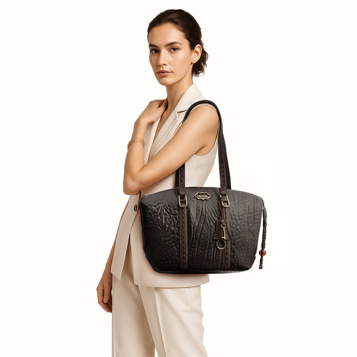 Normandie 01 Brown Leather Tote Bag