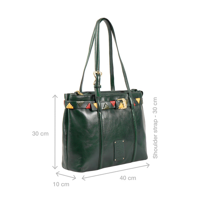 Oaxaca 02 Green Leather Tote Bag