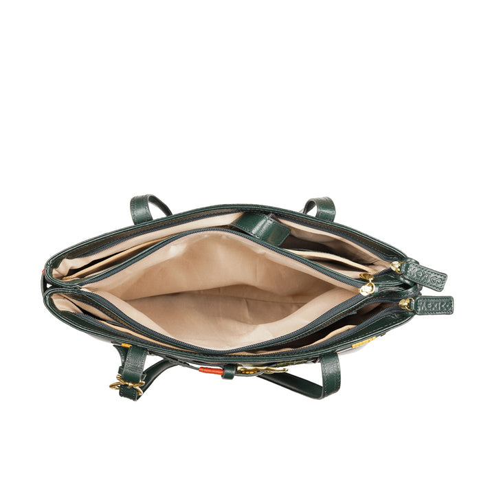 Oaxaca 02 Green Leather Tote Bag