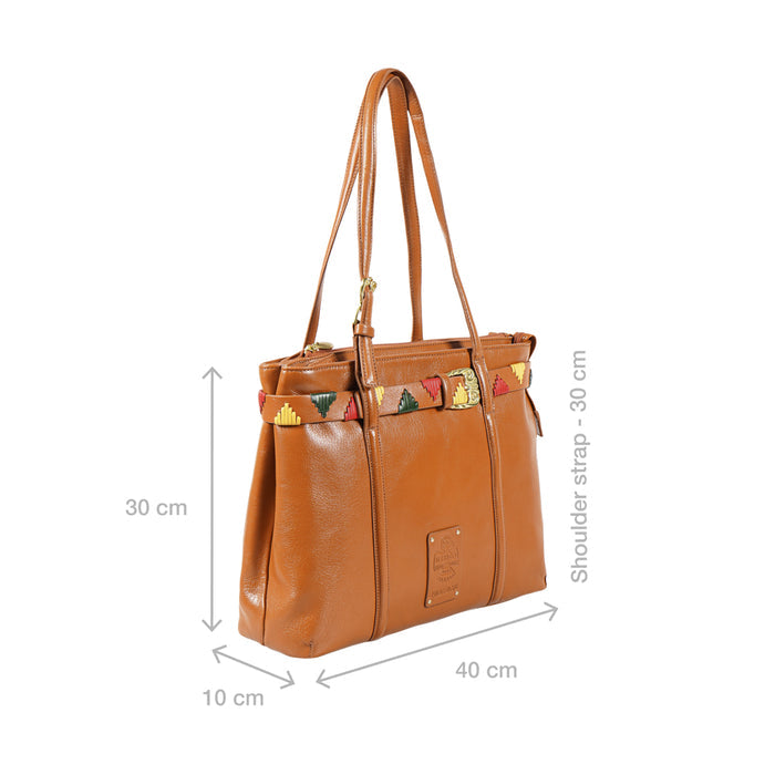 Oaxaca 02 Orange Leather Tote Bag
