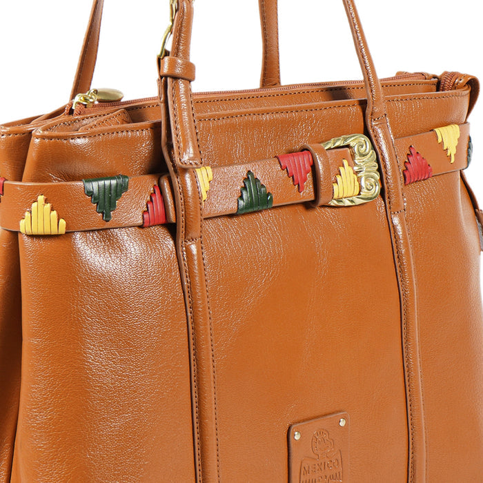 Oaxaca 02 Orange Leather Tote Bag