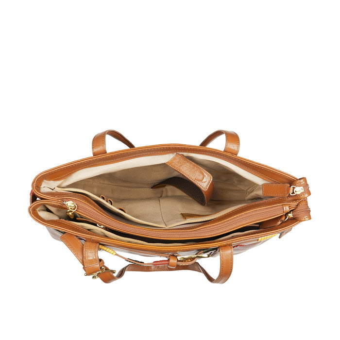 Oaxaca 02 Orange Leather Tote Bag