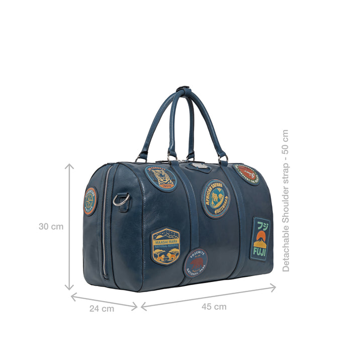 Okavango 02 Blue Leather Duffle Bag