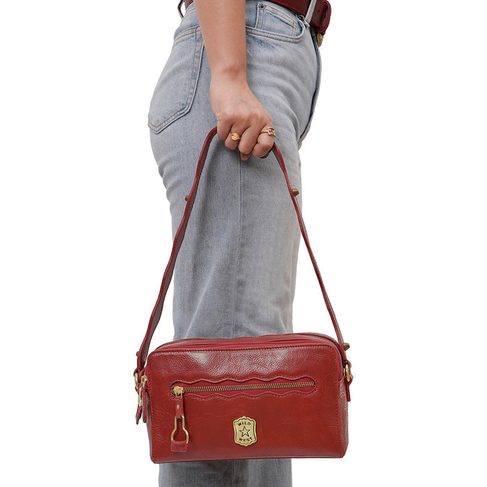 Oklahoma 02 Red Leather Sling Bag