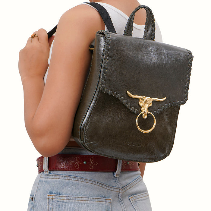 Oklahoma 03 Green Leather Backpack