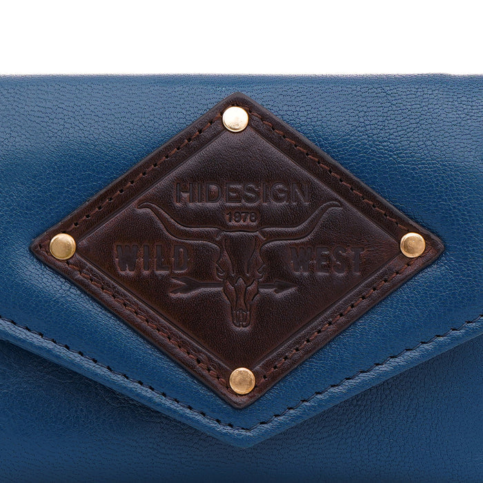 Oklahoma W1 Blue Leather Trifold Wallet