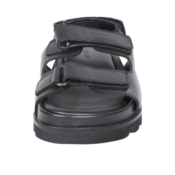 Olympus Women's Black Leather Strap Sandals
