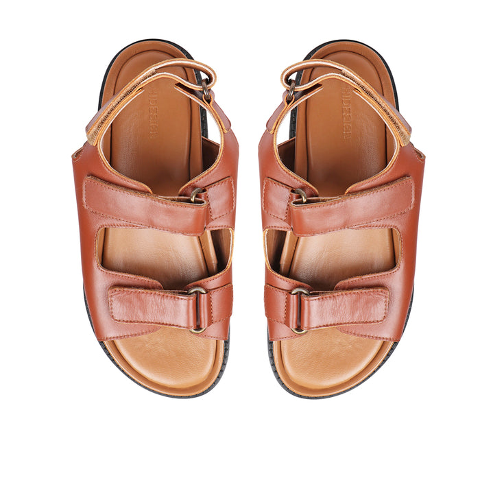 Olympus Women's Tan Leather Strap Sandals