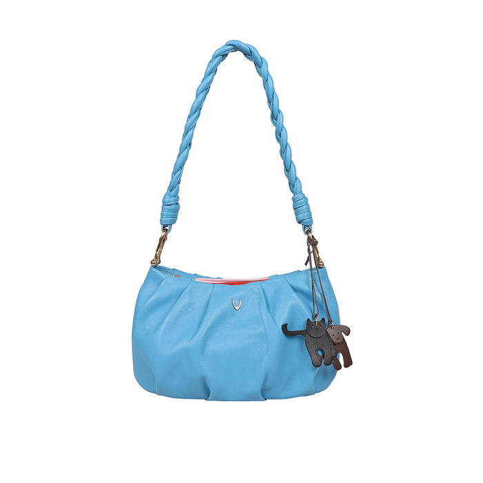 Oona 01 Blue Leather Shoulder Bag