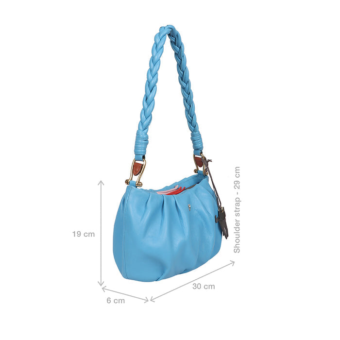 Oona 01 Blue Leather Shoulder Bag
