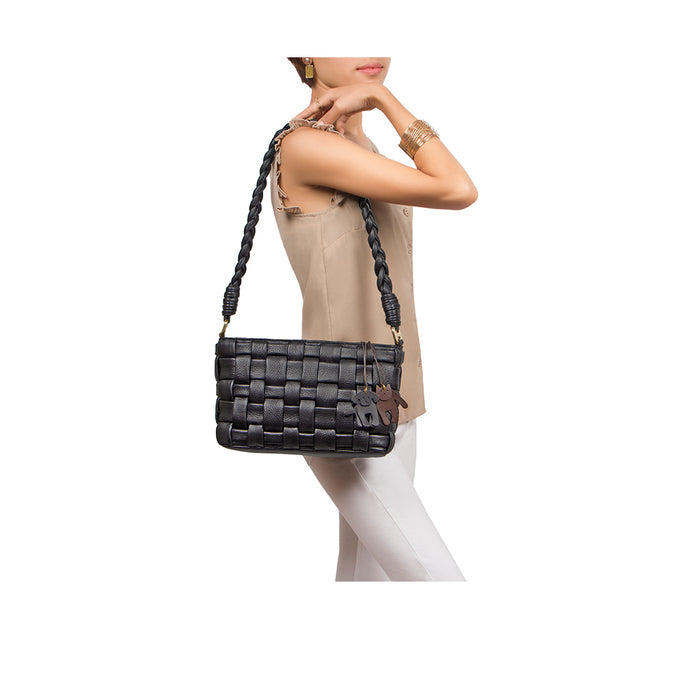 Oona 02 Black Leather Shoulder Bag