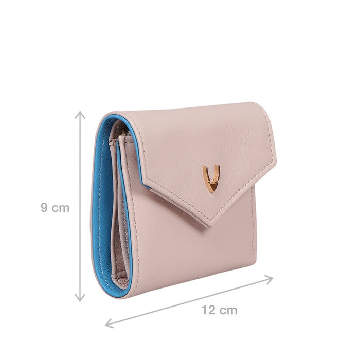 Oona W1 Beige Leather Trifold Wallet