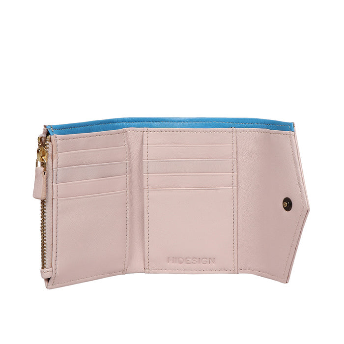 Oona W1 Beige Leather Trifold Wallet