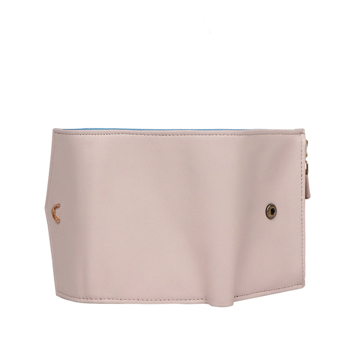 Oona W1 Beige Leather Trifold Wallet