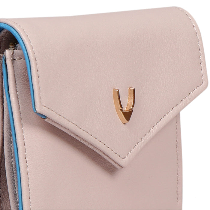 Oona W1 Beige Leather Trifold Wallet