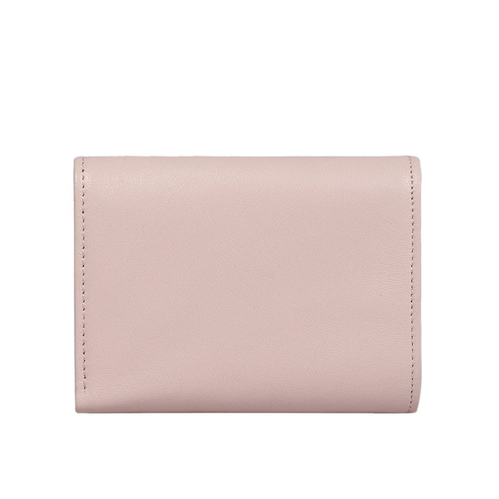 Oona W1 Beige Leather Trifold Wallet