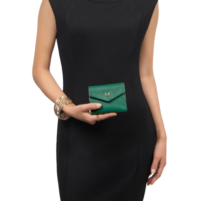 Oona W1 Green Leather Trifold Wallet