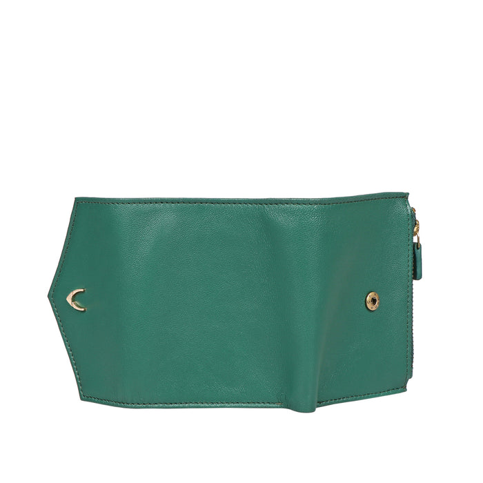 Oona W1 Green Leather Trifold Wallet