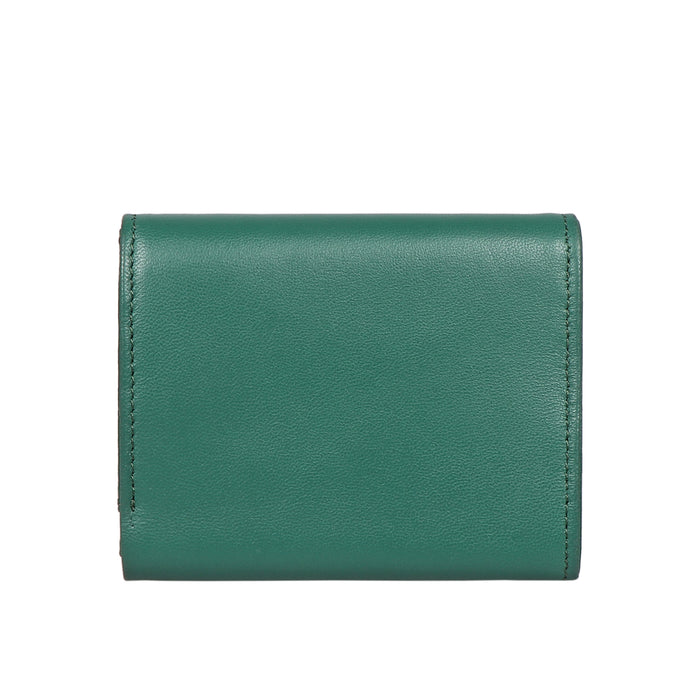 Oona W1 Green Leather Trifold Wallet