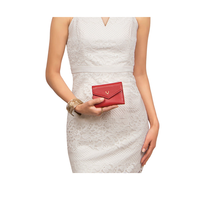 Oona W1 Red Leather Trifold Wallet