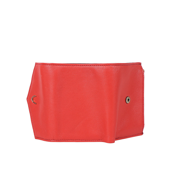 Oona W1 Red Leather Trifold Wallet